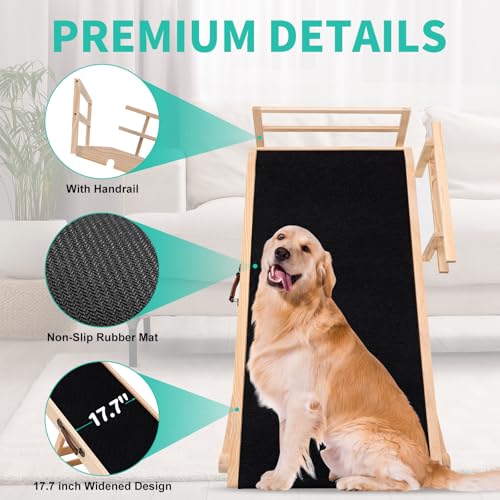 Dog Ramp for Bed & Couch (Wood / M-for 23.6''H Bed)