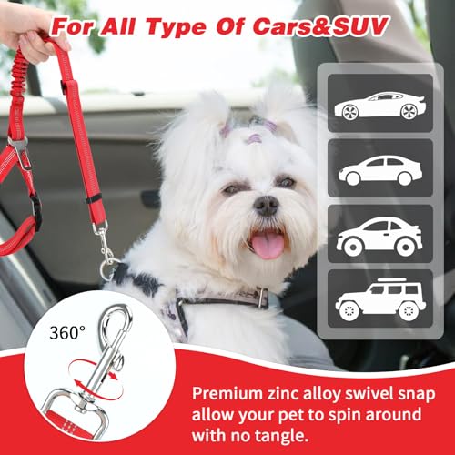 2 Pack Dog Seat Belt for Car (Red)
