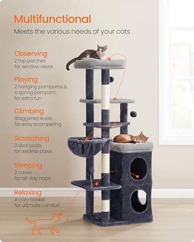 Cat Tree Indoor (L (21"L x 18"W x 60"H) / Dark Gray)