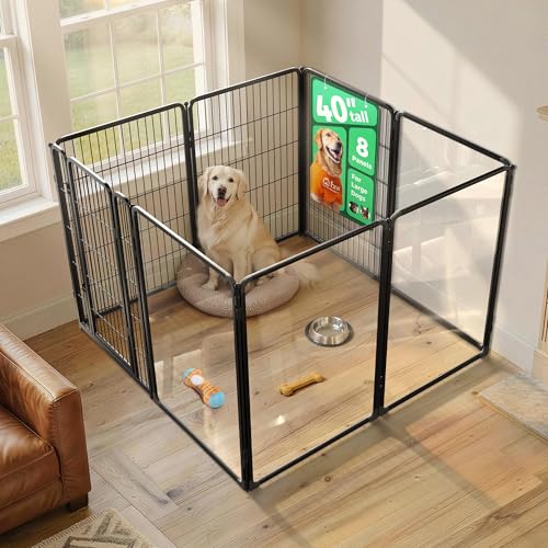 AuraSpace Pro Acrylic & Wire Mesh Indoor Dog Playpen (Black / 40"H)