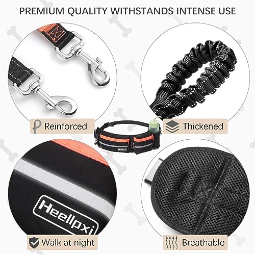 Hands Free Waist Leash with Pouch for Two Dogs (Orange)