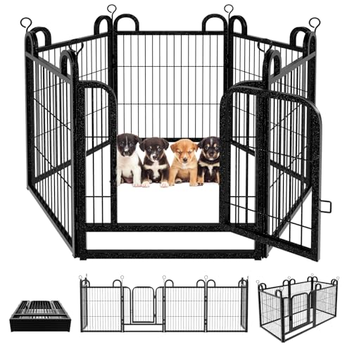 Puppy Playpen 6 Panels Small Dog Fence Outdoor Indoor Use 24" Height (22"W x 24"H)