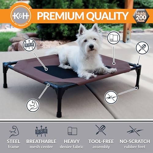 K&H Outdoor Elevated Dog Bed for Small Pets (Chocolate/Black Mesh / Small 22"L x 17"W)