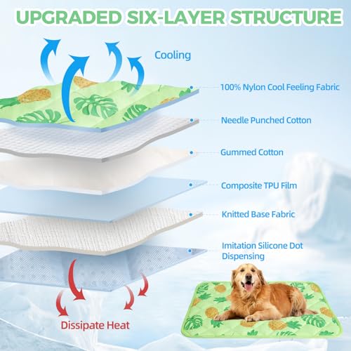 Dog Cooling Mat (Green Pineapple / Medium 19.5IN x 27.5IN)