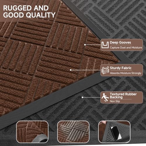 Front Door Mat (2' x 6' (Rectangular) / Brown Diamond)