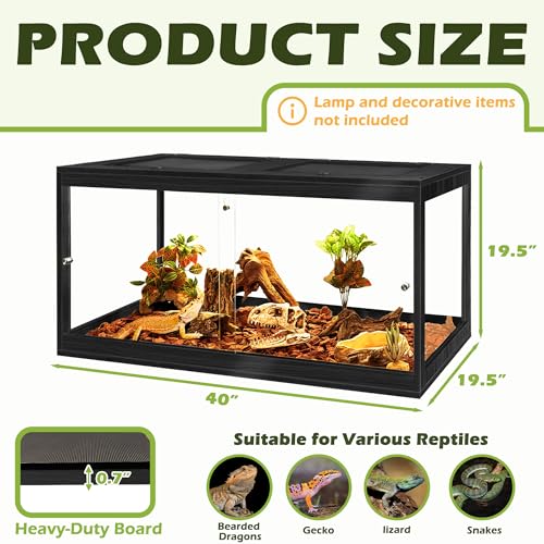65 Gallon Bearded Dragon Tank (Black / 65 Gallon (40x19.5x19.5 Inch))