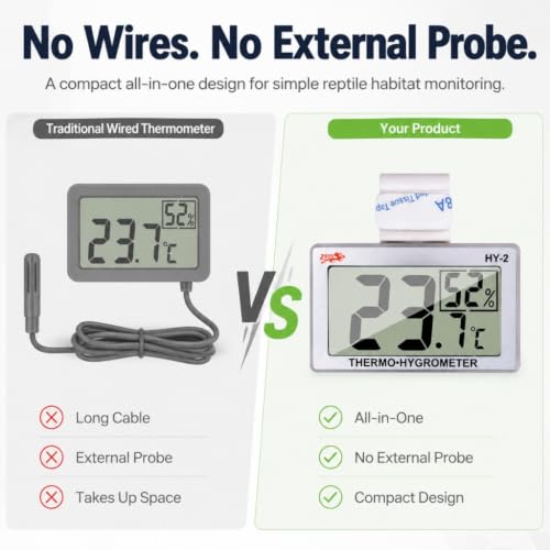 Reptile Thermometer Hygrometer (Silver)