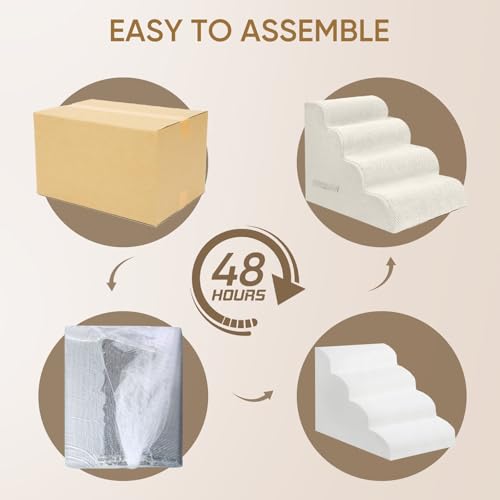 3 Step Pet Stairs for High Beds & Sofas (Beige / 3-step 15.7"H)