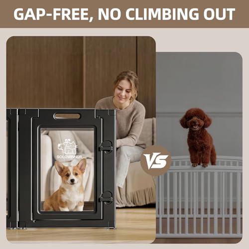 Clear Acrylic Dog Playpen Transparent Dog Playpen Indoor (Black / 30"H)