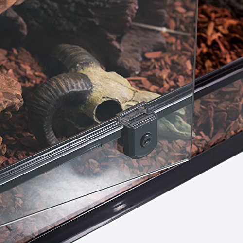 50 Gallon Reptile Glass Terrarium Tank Double Hinge Door with Screen Ventilation Large Reptile Terrarium 36" x 18" x 18" (Black)