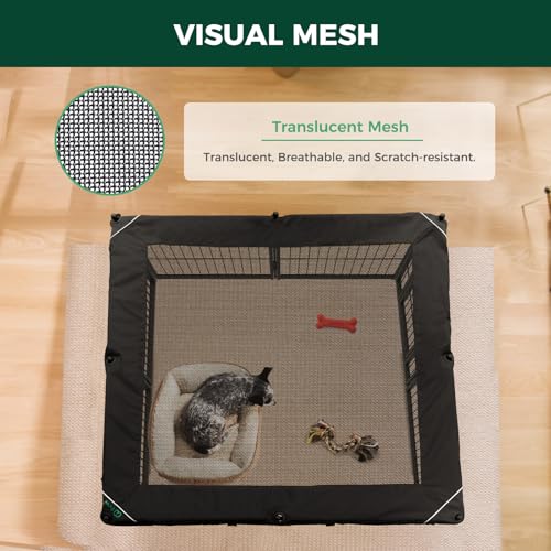 Homeplus Indoor Dog Playpen with Mesh Top Cover (Black / 32"H)