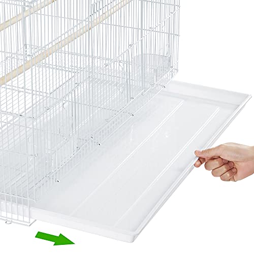 30‘’ Flight Bird Cage Stackable Design for Small and Medium Birds with Slide Out Tray and Bottom Grate Budgies Cockatiels Lovebirds Canaries Parakeet Cage (White)