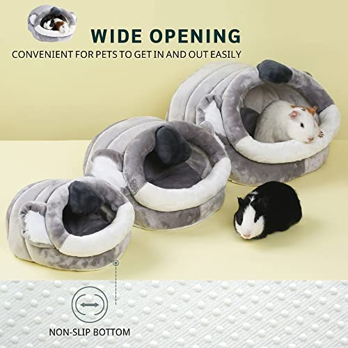 Warm Bunny Bed for Rabbits Outdoor Cage Hideout Hut Tent Cave Tunnel Cute House Cotton Washable Winter Gray (XL / 6-Koala)