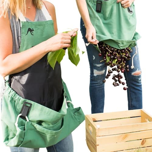 Roo Gardening Apron with Pockets for Women & Men (Roo-full Size / Leaf Green)