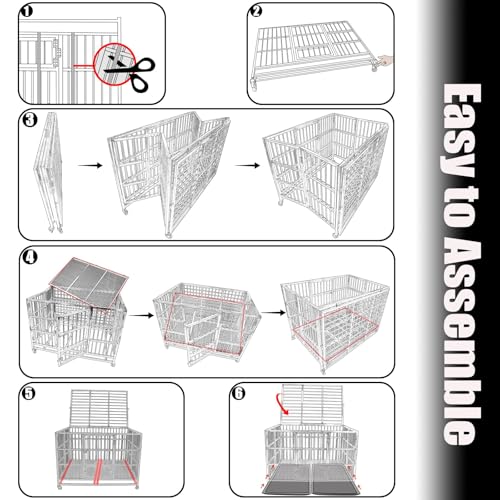 37 47 Inch Heavy Duty Dog Crate Metal Cage Kennel (42.0"L x 27.0"W x 34.0"H)