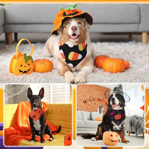 50 Pcs Halloween Dog Bandanas Bulk (Halloween / 31.5 x 21.7 x 21.7")