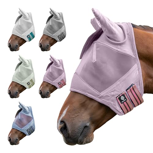 Algard Soft Mesh Horse Fly Mask with Ears (Sweet Pink / Warmblood)