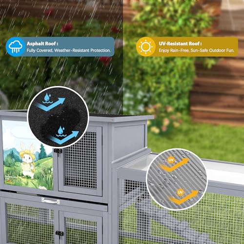 Outdoor Deluxe Rabbit Hutch Health Bundle (Gray White)