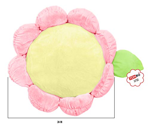 Soft Plush Small Cute and Cozy Pastel Pink Flower Dog Cat Bed (Pastel Pink Flower)