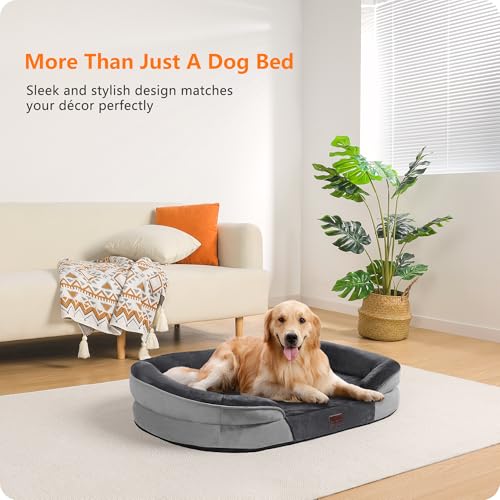 Orthopedic Waterproof Large Dog Bed Sofa (Dark Grey / Large(42 x 31 x 6.5 inch))