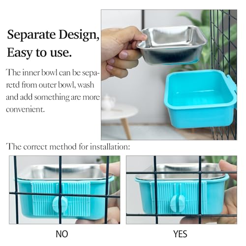 Crate Dog Bowl (2 PCS / Small Square (Blue, Green))