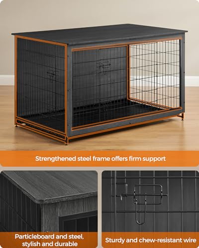56.1" Dog Crate Furniture (Ink Black / 56.1"L x 33.7"W x 33.8"H)