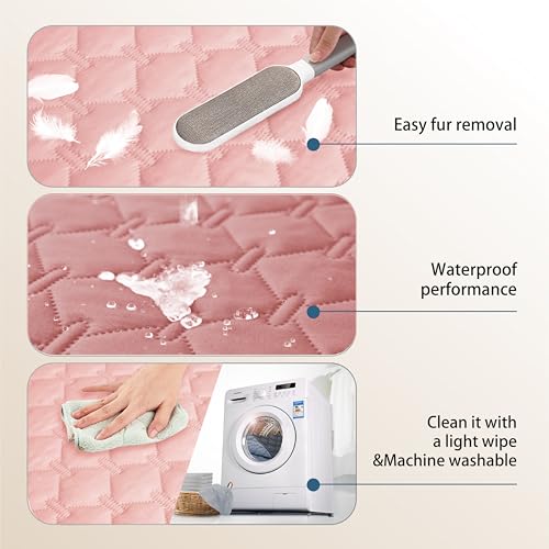 Waterproof Dog Blankets for Large Dogs (82x102 Inch (Pack of 1) / Dark Pink/Light Pink)