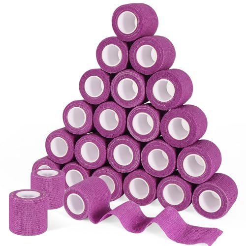 24 Pack 2 Inch x 5 Yards Self Adhesive Bandage Wrap (Purple / 2 Inch)