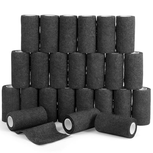 Elastic Self Adhesive Bandage Wrap 4 Inch (4 Inch-24 Count Black)