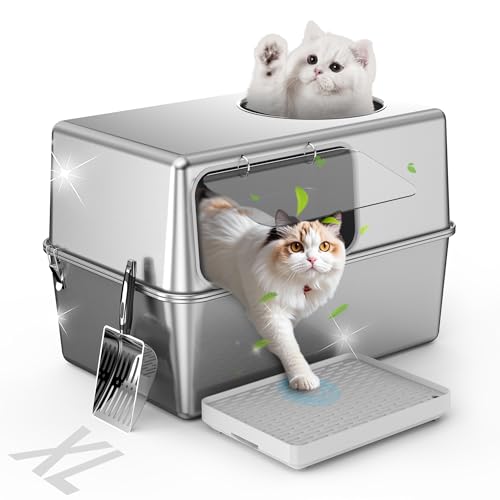Stainless Steel Litter Box with Lid (Lateral Entry：23.6" x 15.7" x 15.7")