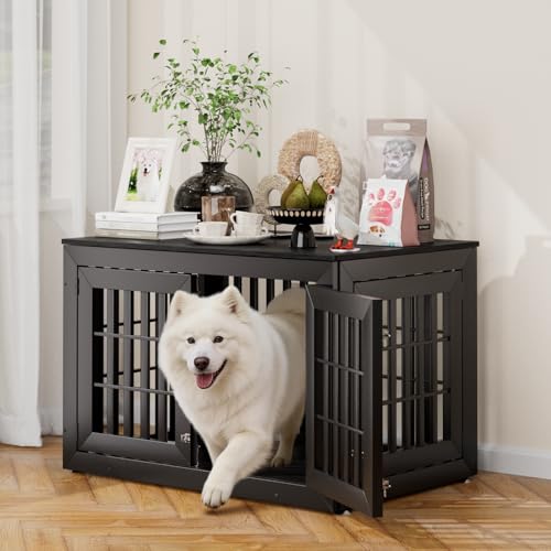 42" Heavy Duty Dog Crate Furniture for Large (42.1"L x 28.7"W x 28.5"H / Black)