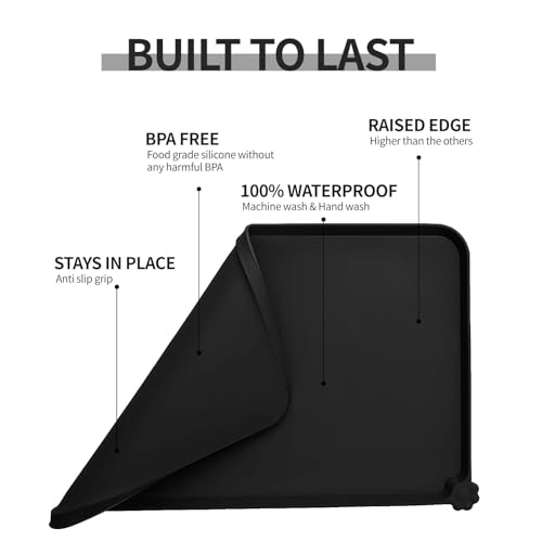 Silicone Pet Feeding Mat (Black / 18.5" x 11.5")