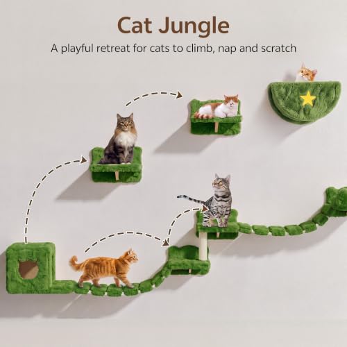 Cat Wall Furniture (Green / 13 Piece Set)