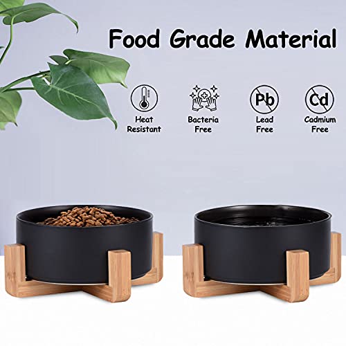 Ceramic Black Cat Dog Bowl Set with Stand (Black / Puppy/Small Size Dogs & Cat Bowls 400ML*2)