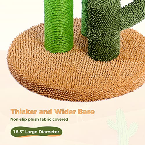 Cactus Cat Scratching Post 27”Cat Scratcher with Toy Ball (Large 27" / Khaki)