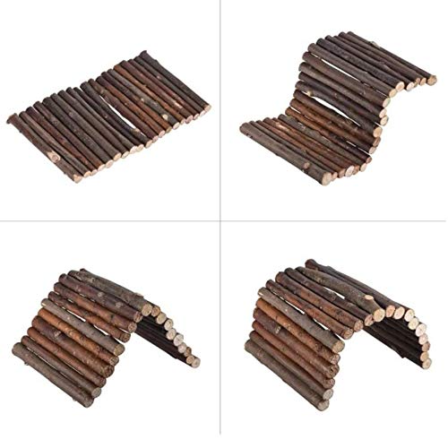 2 PCS Extra Large Wooden Reptile Hideout Bearded Dragon Bendy Bridge Climbing Ladder Hiding Hut Reptiles Hide Cave Habitat Decor for Lizards Gecko Spiders Snakes Tortoise