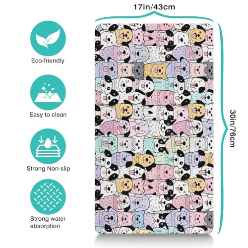 Pet Feeding Mat for Floors Waterproof Dog Mat for Food and Water Absorbent Quick Dry Non Slip mat for Cat Bowls (30"L x 17"W / ColorfulDog)