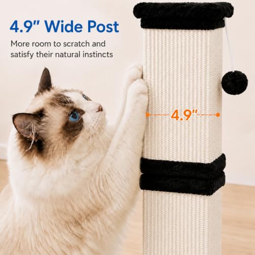 Vertical Cat Scratching Post for Indoor Cats (Black White)