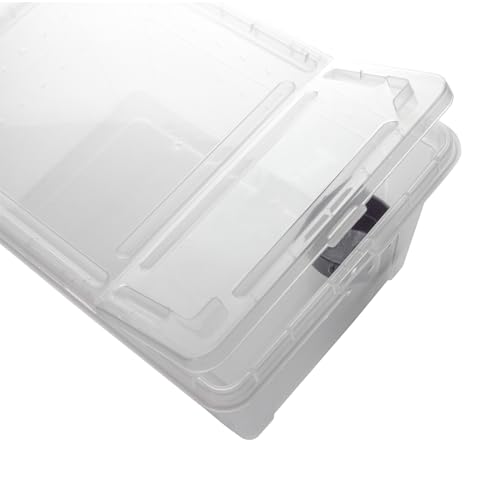 Portable Reptile Terrarium Habitat for Mini Pet Houses Breathable Holes Stackable Container (1PCS-Clear-L)