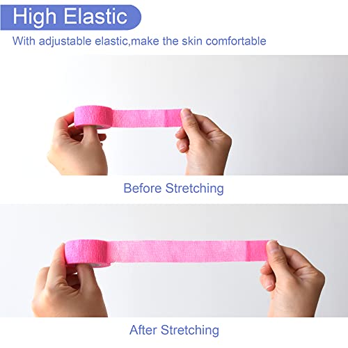 9 Pack 1" x 5 Yards Self Adhesive Bandage Wrap Self Stick Wrap for Ankle (1 Inch / Pink)
