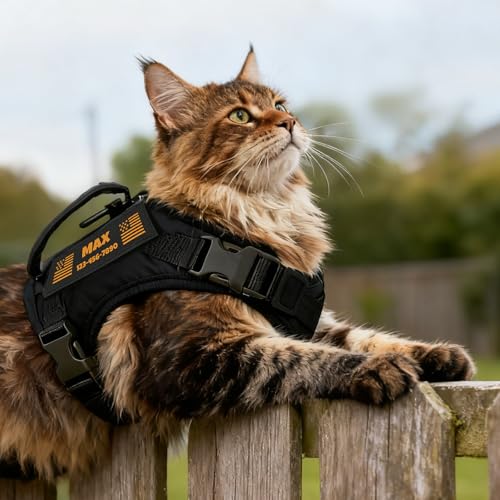 Tactical Cat Harness Black Custom Patch Escape Proof 12