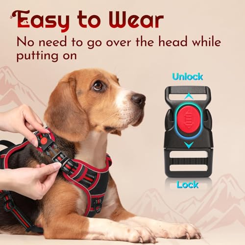 Dog Harness No Pull for Large Dogs (Large / Black & Red)