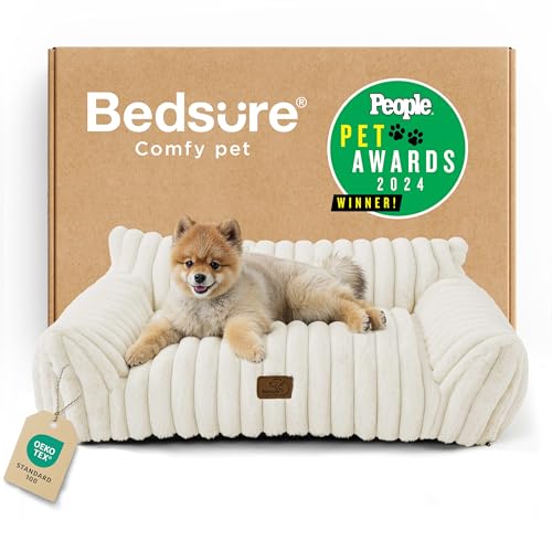 ComfyFleece® Shown on TV Fluffy Cute Dog Couch for Pets (30x20x10" / Cream)