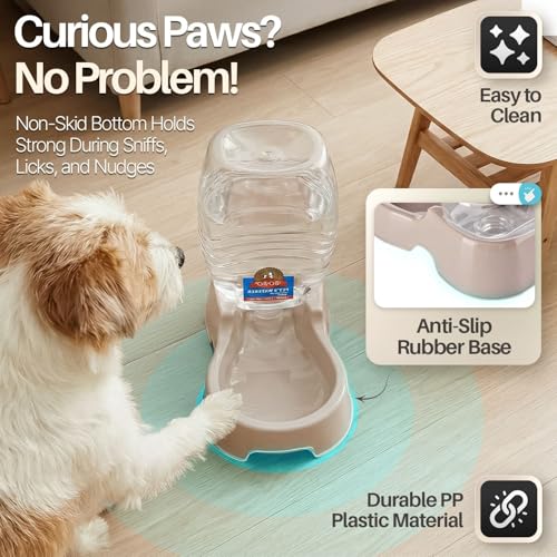 Gravity Pet Water Dispenser for Cats & Small Dogs (Beige / 0.9 L)