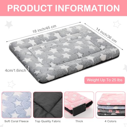 4 Pcs Dog Crate Pads Soft Warm (Rectangular 18 x 14 x 1.6 Inch / Star / Colorful)