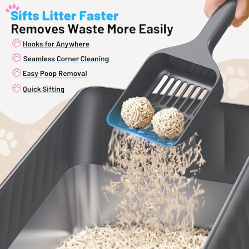 Stainless Steel Litter Box 10in Enclosed Cat Litter Box with High Sided Lid Odor Control Non (Deep Grey / Medium)