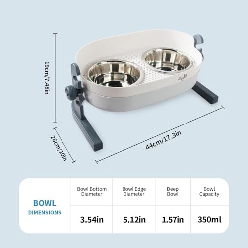 Height Adjustable Cat Elevated Bowls Stainless Steel Dog Food Water Bowls (Medium)