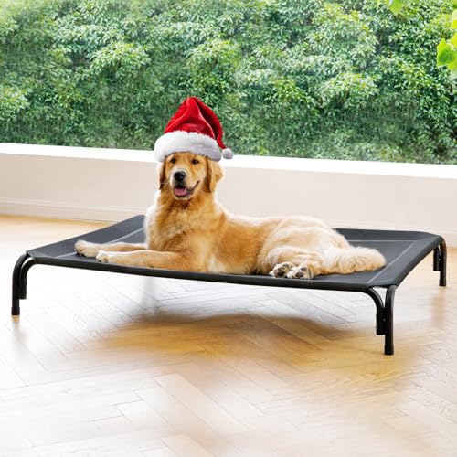 Elevated Dog Bed Outdoor Cooling Raised Cot for XL Dogs (XL-48.8"L×35.8"W×7.9"Th / Black)