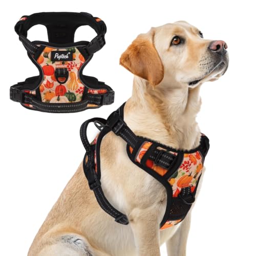 No Pull Fall Dog Harness for Large (Yellow(Pumpkin) / Large)