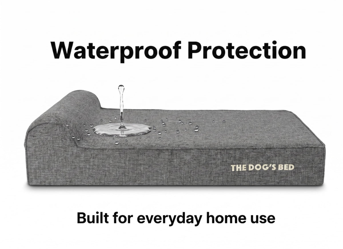 The Dog’s Bed Orthopedic Memory Foam Dog Bed with Headrest XL (Grey Linen / XL (46"L x 28"W x 4"Th))